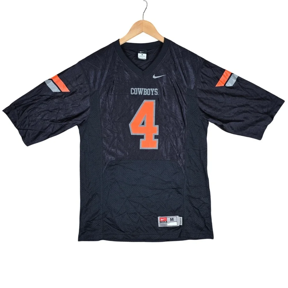 Nike Oklahoma State Cowboys #4 Football Jersey Mens Medium Black Orange Mesh - Picture 1 of 8